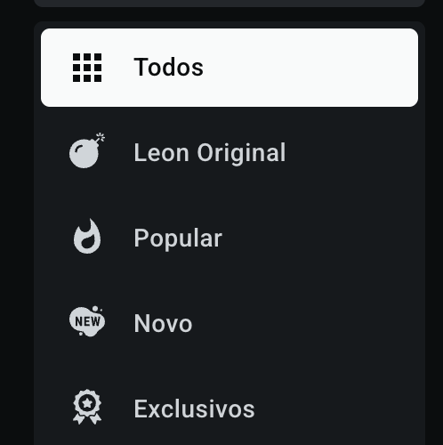 Menu móvel do casino online Leon Casino